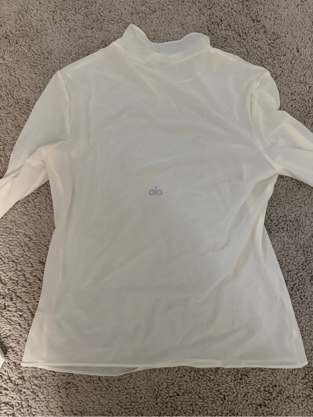 ALO Sheer Mock Neck Long-Sleeve Top with matching bra - Picture 4 of 7